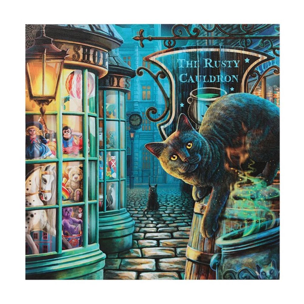 The Rusty Cauldron Light Up Canvas Plaque by Lisa Parker - Cat Brew Club