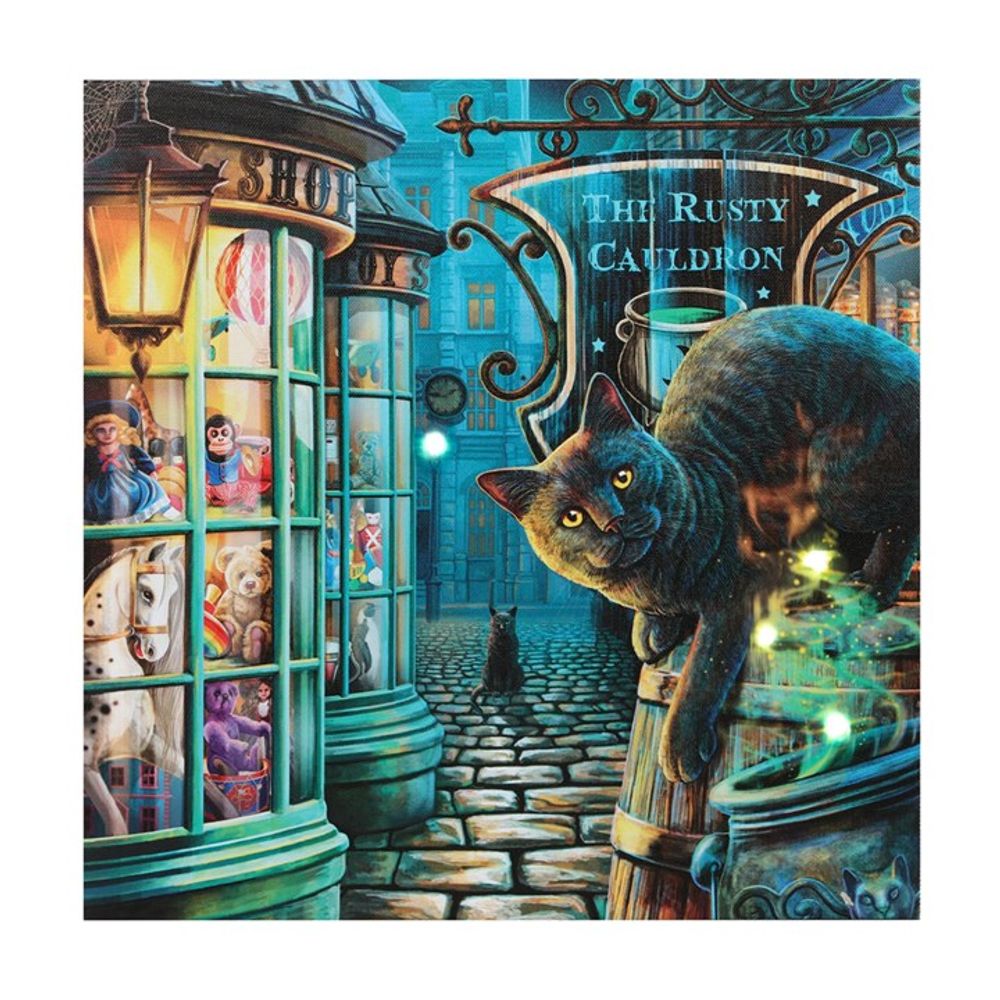 The Rusty Cauldron Light Up Canvas Plaque by Lisa Parker - Cat Brew Club