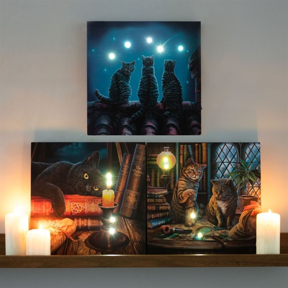 The Witching Hour Light Up Canvas Plaque by Lisa Parker - Cat Brew Club