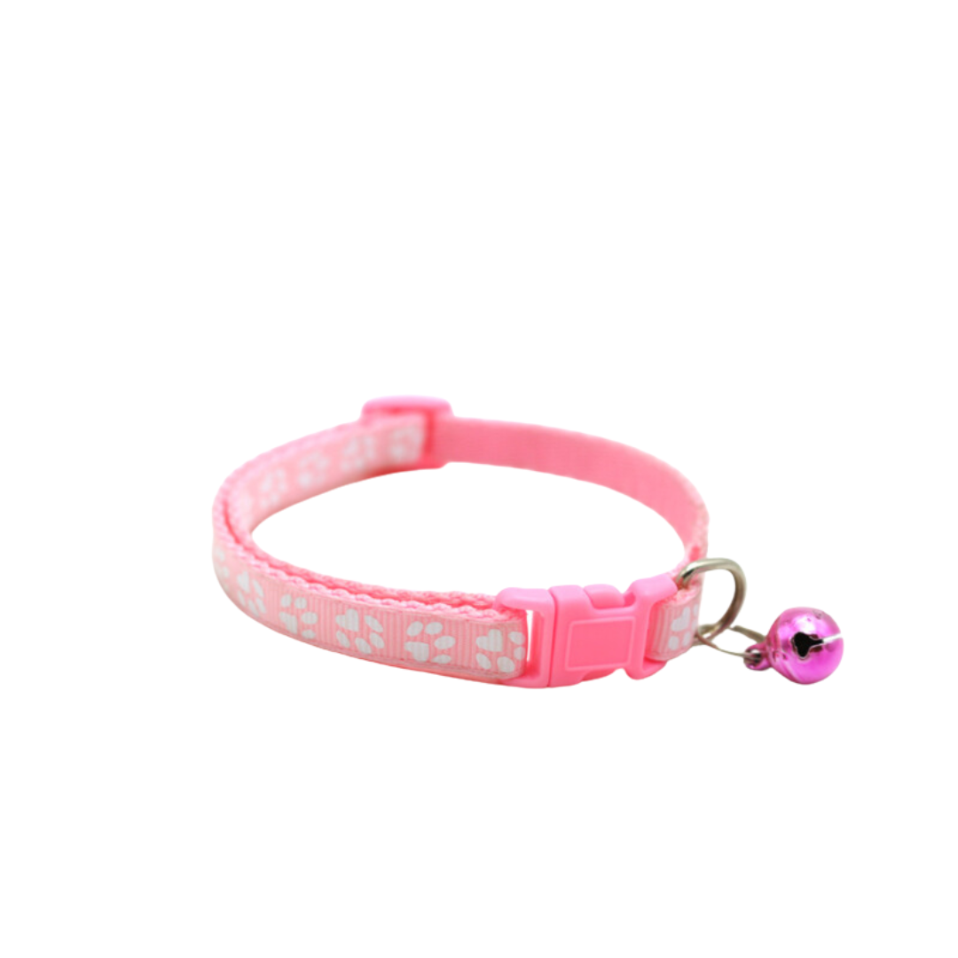 Adjustable Paw Print Cat Collar With Bell Small Pet Dog Puppy Kitten Cat - Cat Brew Club