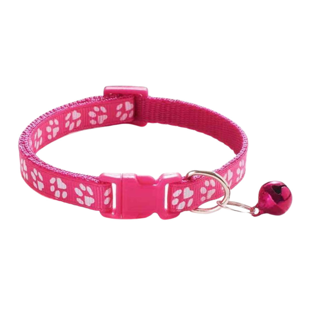 Adjustable Paw Print Cat Collar With Bell Small Pet Dog Puppy Kitten Cat - Cat Brew Club