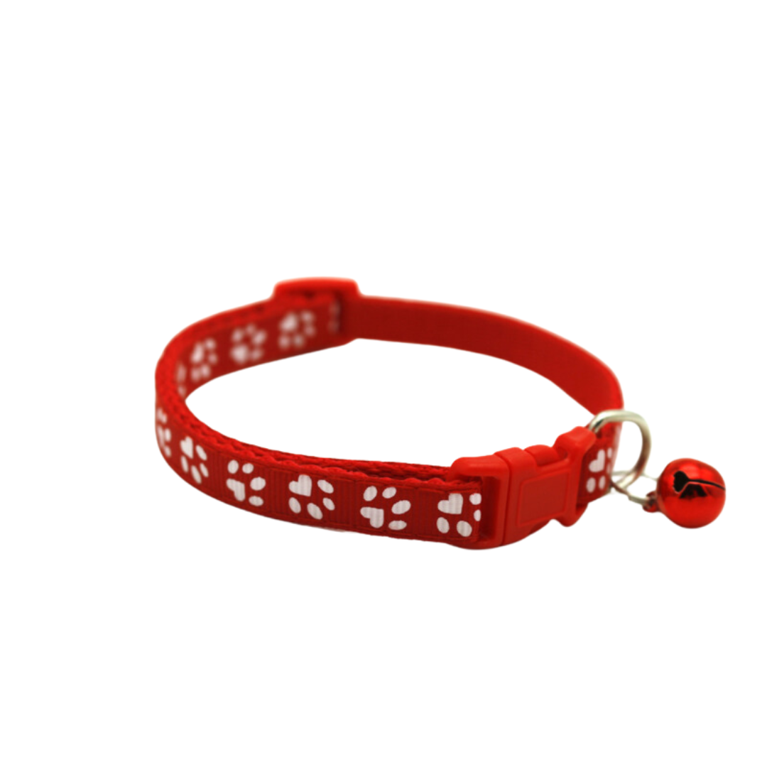 Adjustable Paw Print Cat Collar With Bell Small Pet Dog Puppy Kitten Cat - Cat Brew Club