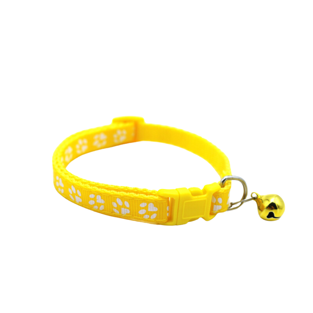 Adjustable Paw Print Cat Collar With Bell Small Pet Dog Puppy Kitten Cat - Cat Brew Club