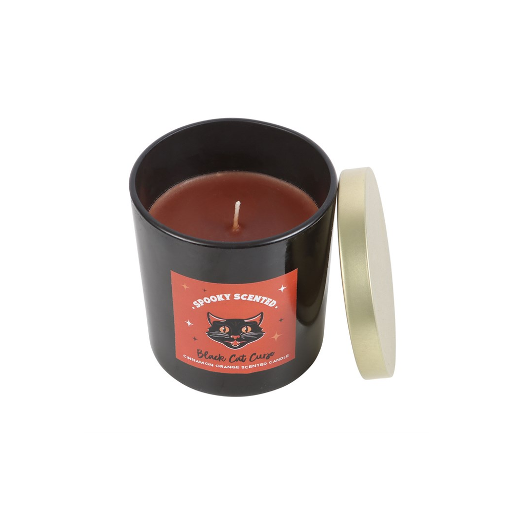 Black Cat Curse Candle - Cinnamon Orange Scent - Cat Brew Club