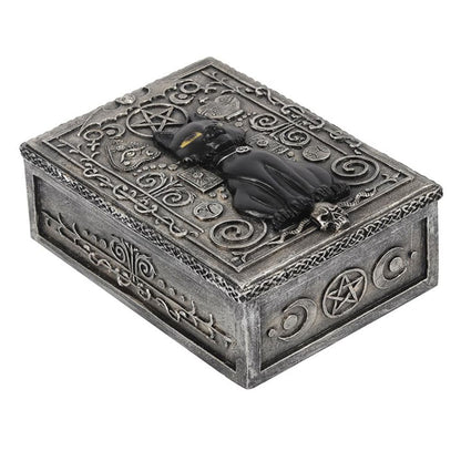 Gothic Black Cat Storage Box - Resin Trinket Holder - Cat Brew Club