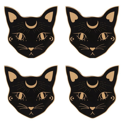 Mystic Mog Cat Coaster Set - Decorative Drink Coasters - Cat Brew Club