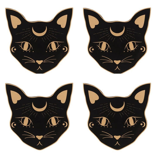 Mystic Mog Cat Coaster Set - Decorative Drink Coasters - Cat Brew Club