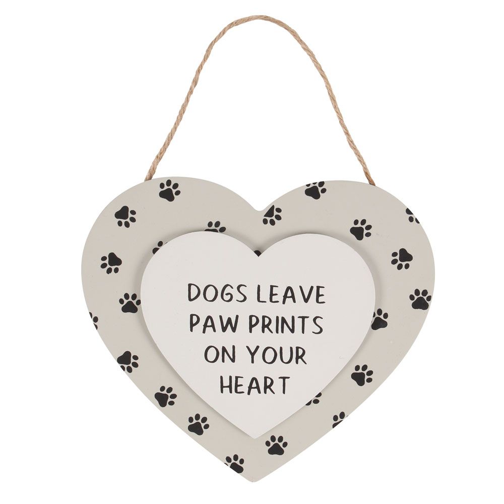 Dogs Leave Paw Prints Hanging Heart Sign - Cat Brew Club