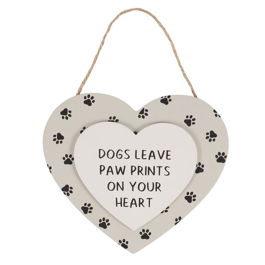 Dogs Leave Paw Prints Hanging Heart Sign - Cat Brew Club