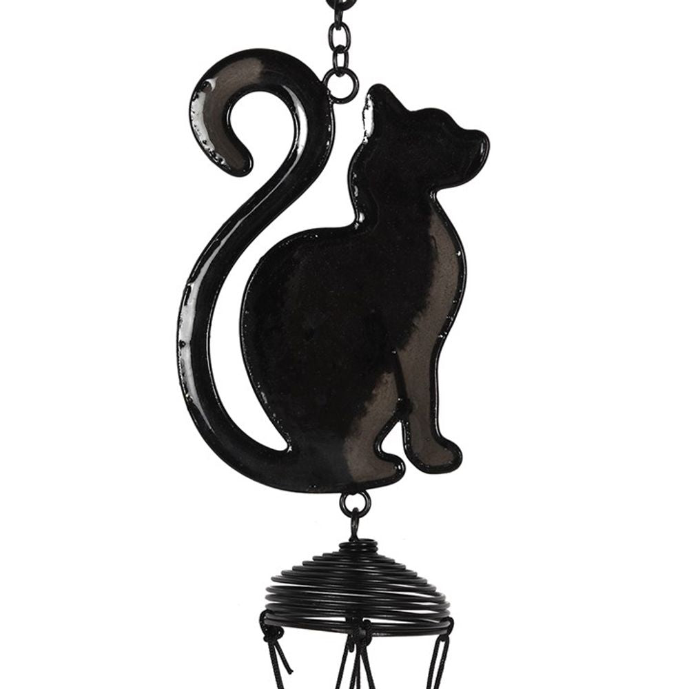 Black Cat Profile Wind Chime - Outdoor Garden Decor - Cat Brew Club