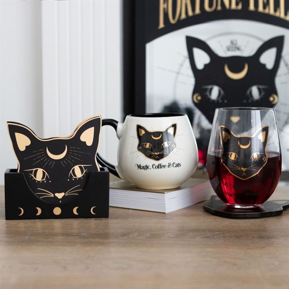 Mystic Mog Cat Coaster Set - Decorative Drink Coasters - Cat Brew Club