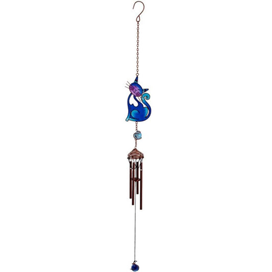 Blue Slinky Cat Wind Chime - Fun Outdoor Decoration - Cat Brew Club