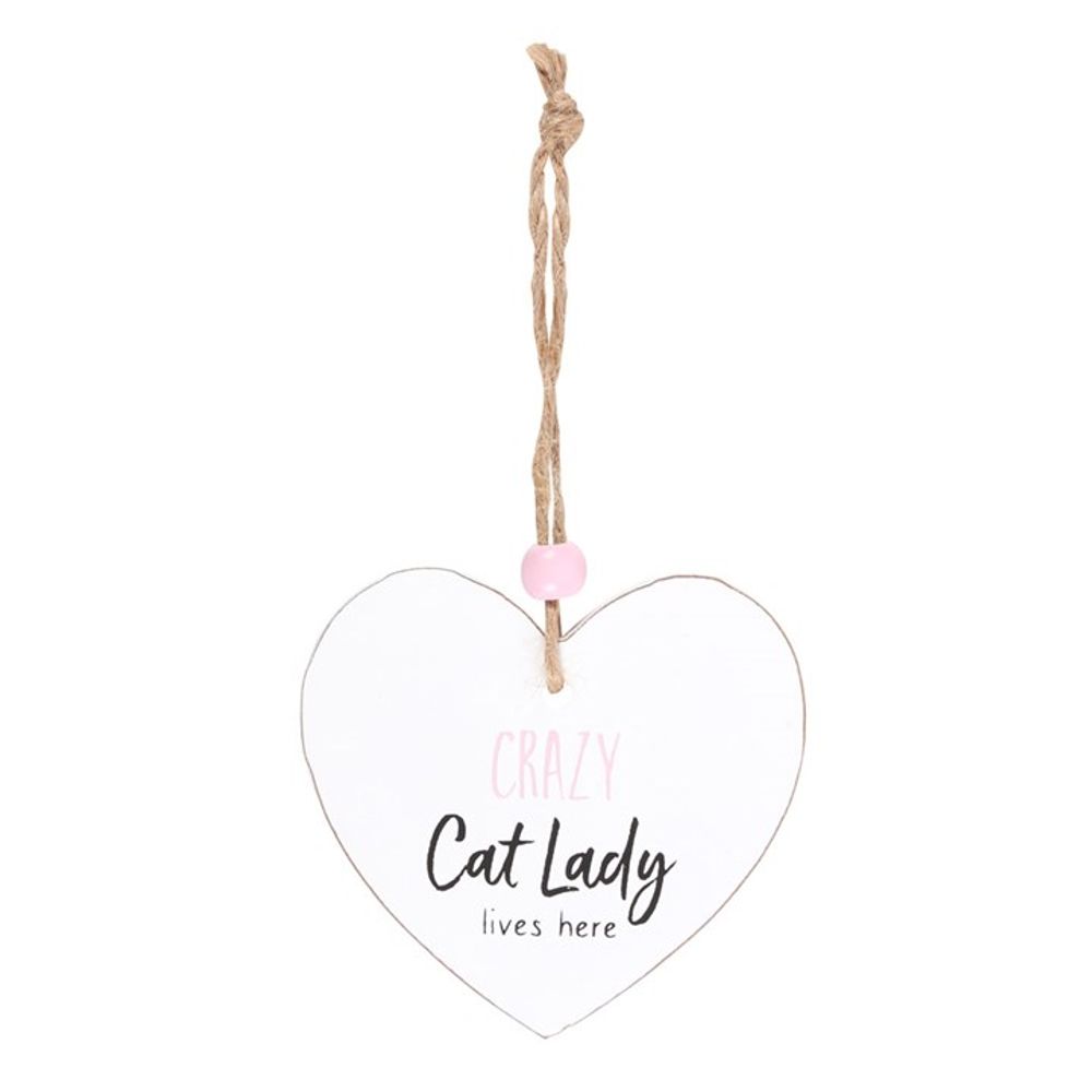 Crazy Cat Lady Hanging Heart Sentiment Sign - Cat Brew Club