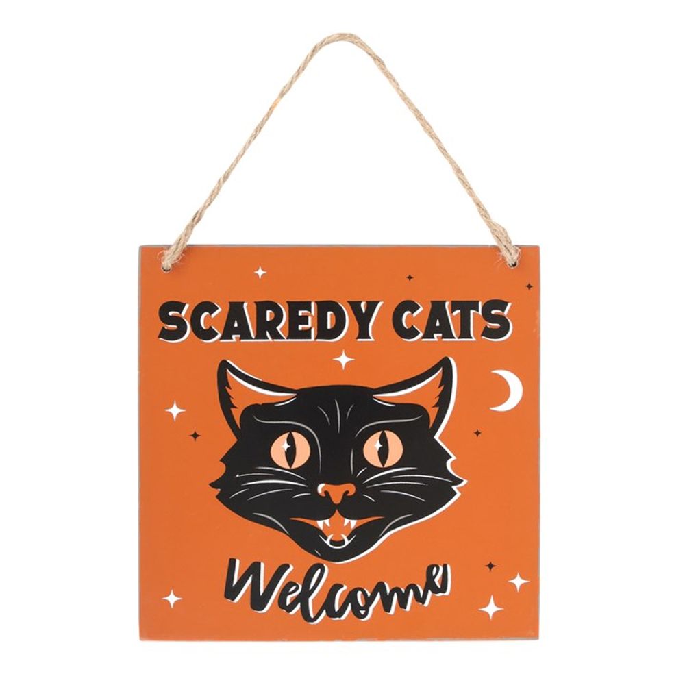 Scaredy Cats Welcome Hanging Sign - Fun Home Decor - Cat Brew Club