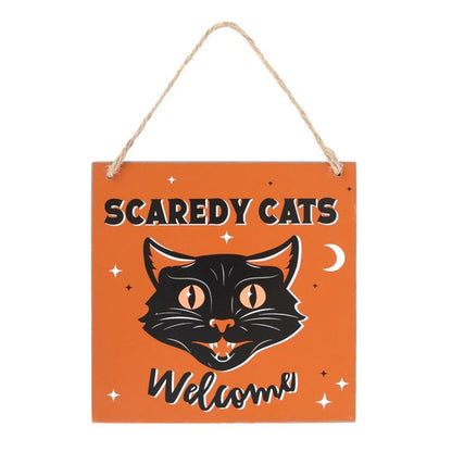 Scaredy Cats Welcome Hanging Sign - Fun Home Decor - Cat Brew Club