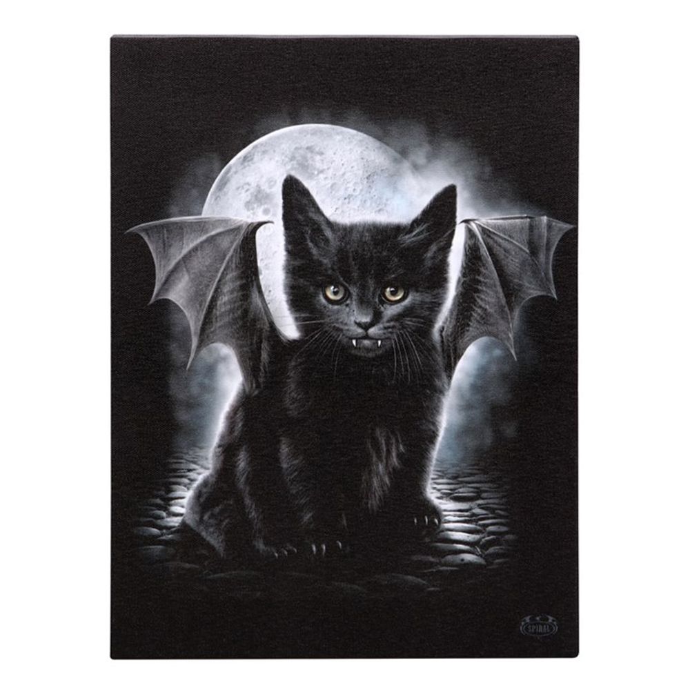 19x25cm Gothic Bat Cat Canvas Wall Plaque by Spiral Direct - Cat Brew Club