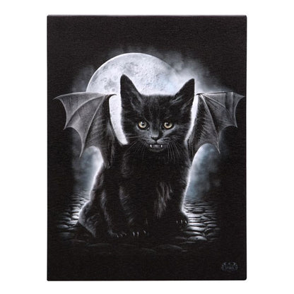 19x25cm Gothic Bat Cat Canvas Wall Plaque by Spiral Direct - Cat Brew Club