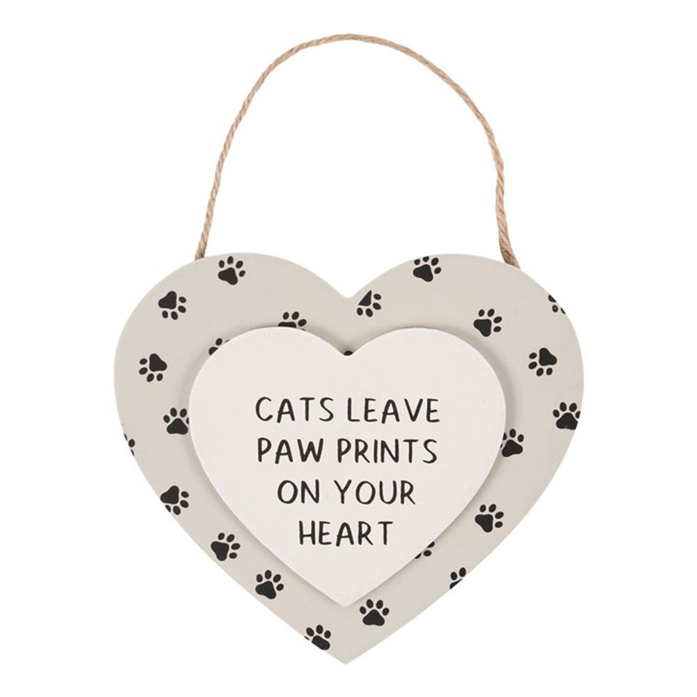 Cats Leave Paw Prints Hanging Heart Sign - Cat Brew Club