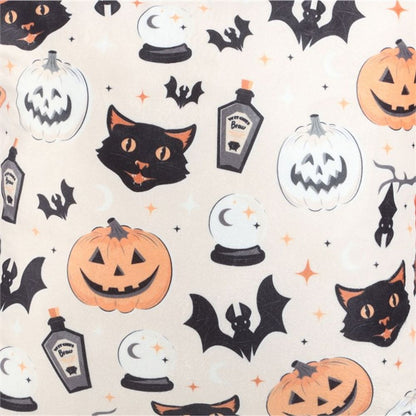 35cm Square Spooky Cat and Pumpkin Halloween Print Cushion - Cat Brew Club