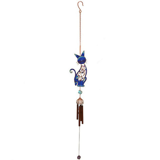 Blue Cat Wind Chime - Colorful Garden Decor - Cat Brew Club