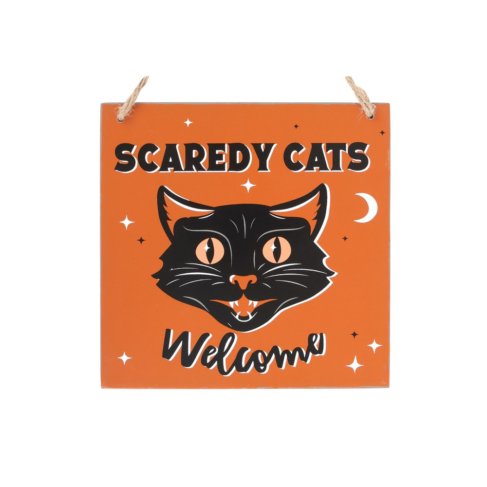 Scaredy Cats Welcome Hanging Sign - Fun Home Decor - Cat Brew Club