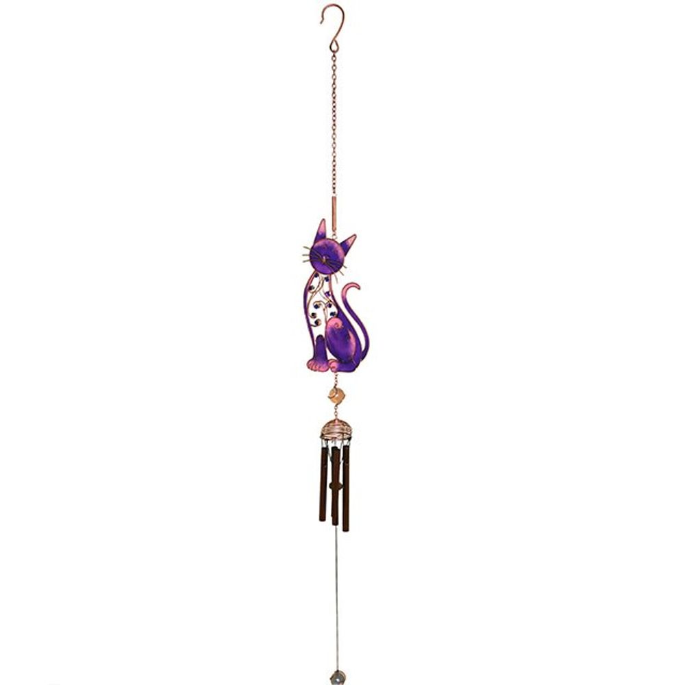 Purple Cat Wind Chime - Whimsical Outdoor Decor - Cat Brew Club