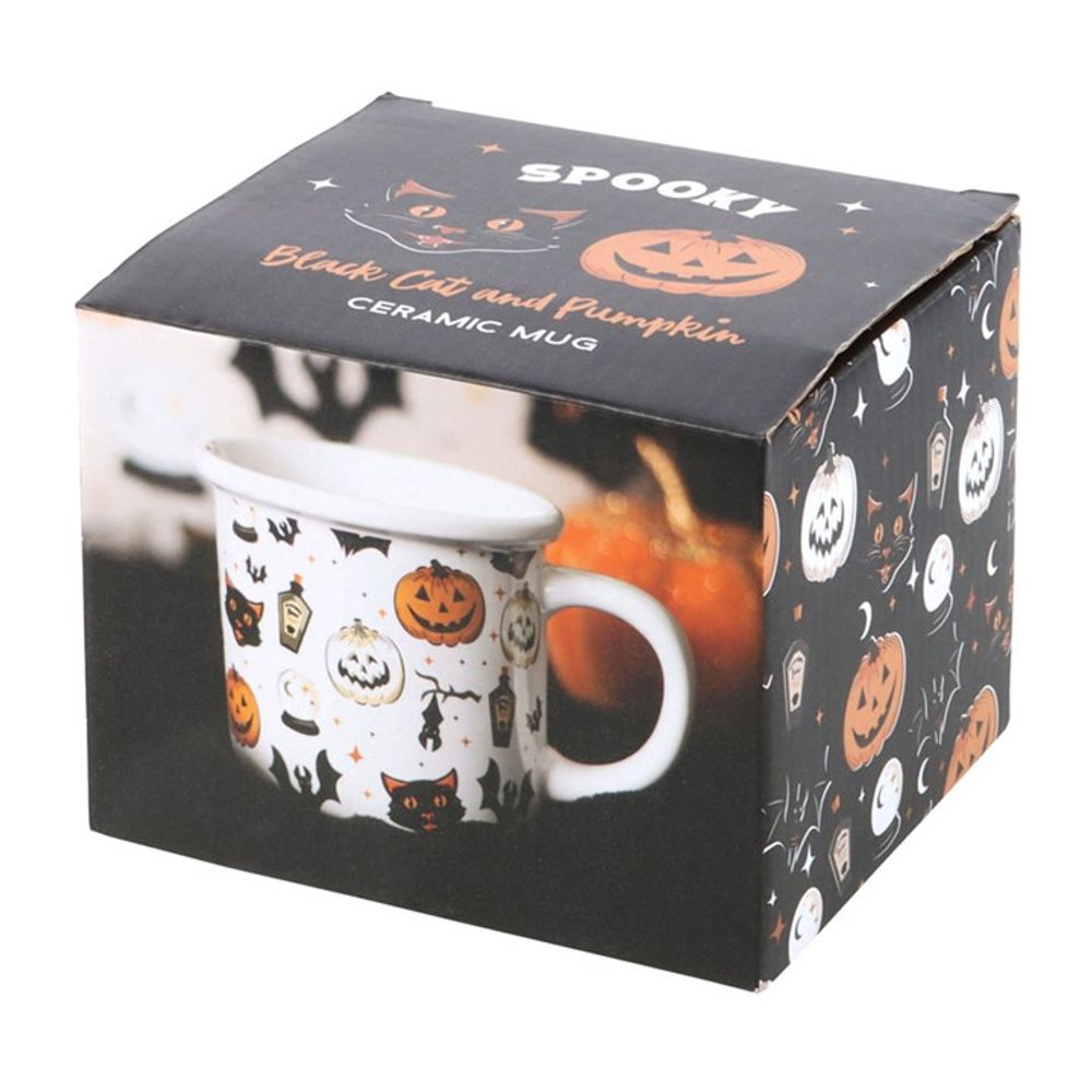 Spooky Cat and Pumpkin Mug - Halloween Drinkware - Cat Brew Club