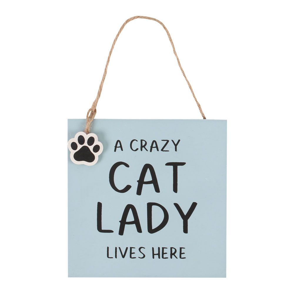 A Crazy Cat Lady Lives Here Hanging Sign - Cat Brew Club