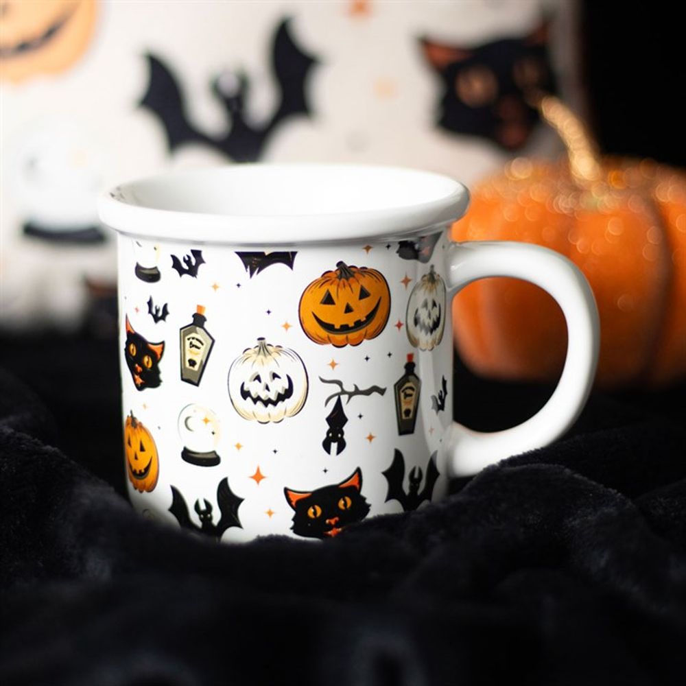 Spooky Cat and Pumpkin Mug - Halloween Drinkware - Cat Brew Club