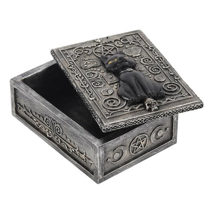 Gothic Black Cat Storage Box - Resin Trinket Holder - Cat Brew Club