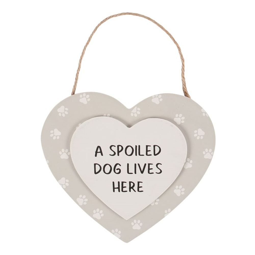 A Spoiled Dog Lives Here Hanging Heart Sign - Cat Brew Club