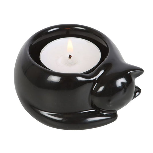 Black Cat Tealight Holder - Ceramic Candle Holder - Cat Brew Club