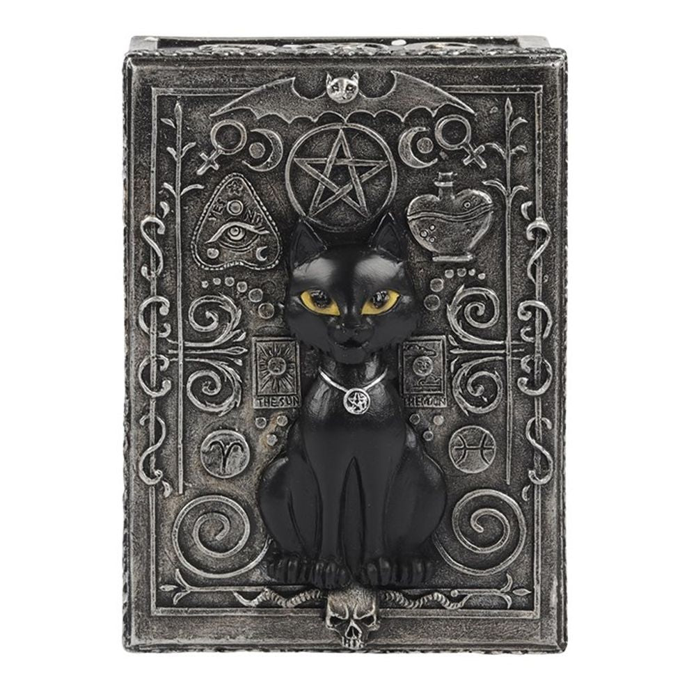 Gothic Black Cat Storage Box - Resin Trinket Holder - Cat Brew Club