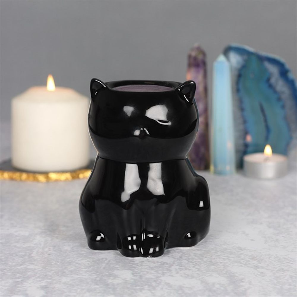 Black Cat Oil Burner - Aromatherapy Essential Oil Diffuser - Cat Brew Club