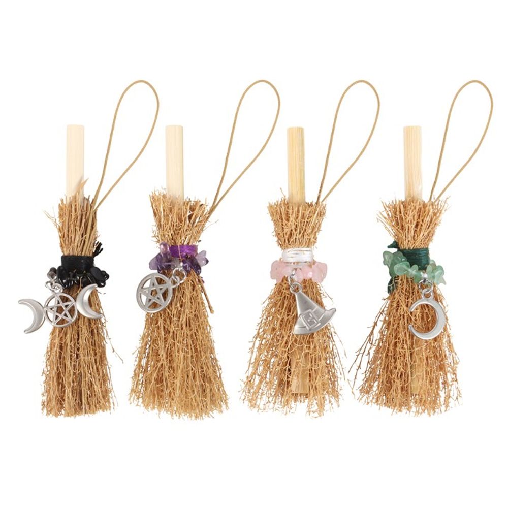 Pack of 12 Lucky Crystal Broomstick Car Charms - Cat Brew Club