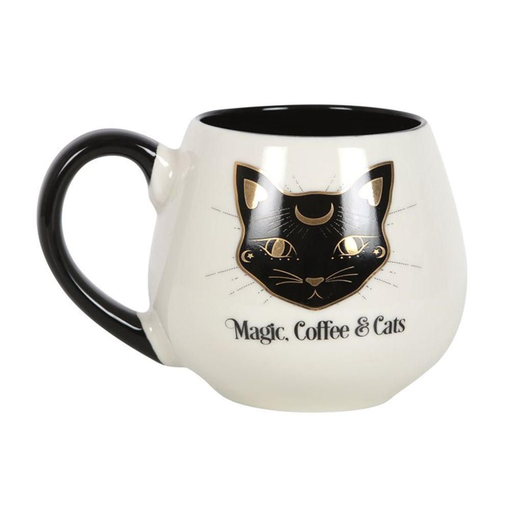 Magic, Coffee & Cats Rounded Mug - Whimsical Coffee Cup - Cat Brew Club