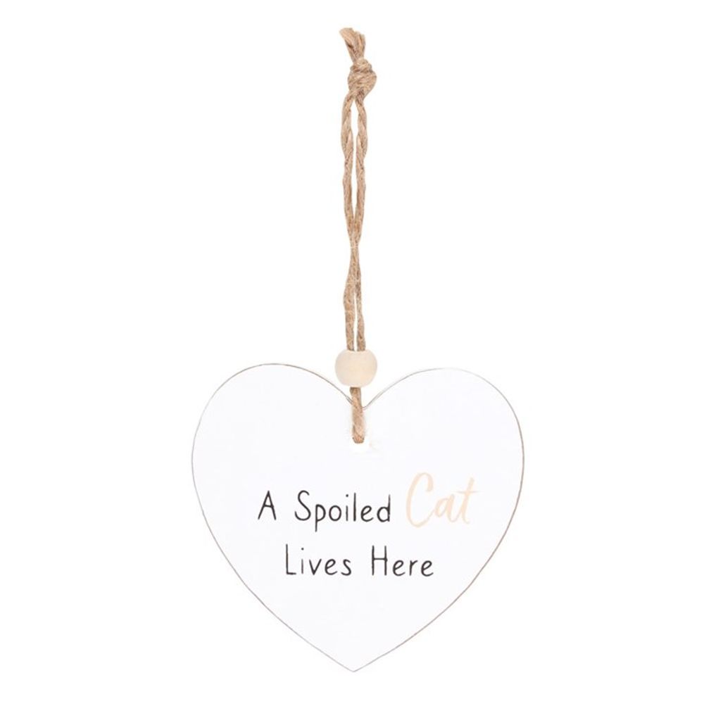 Sentiment Sign for Spoiled Cat Lovers - Hanging Heart Decoration - Cat Brew Club