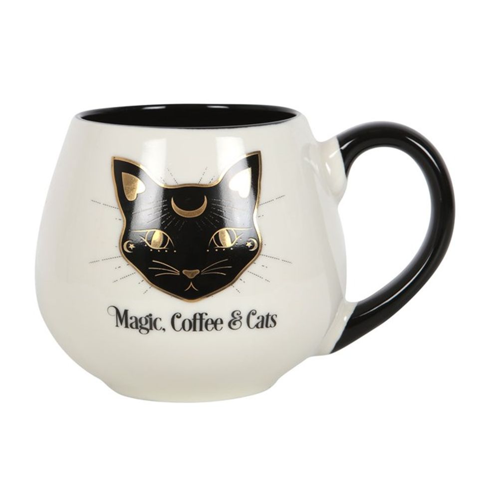 Magic, Coffee & Cats Rounded Mug - Whimsical Coffee Cup - Cat Brew Club