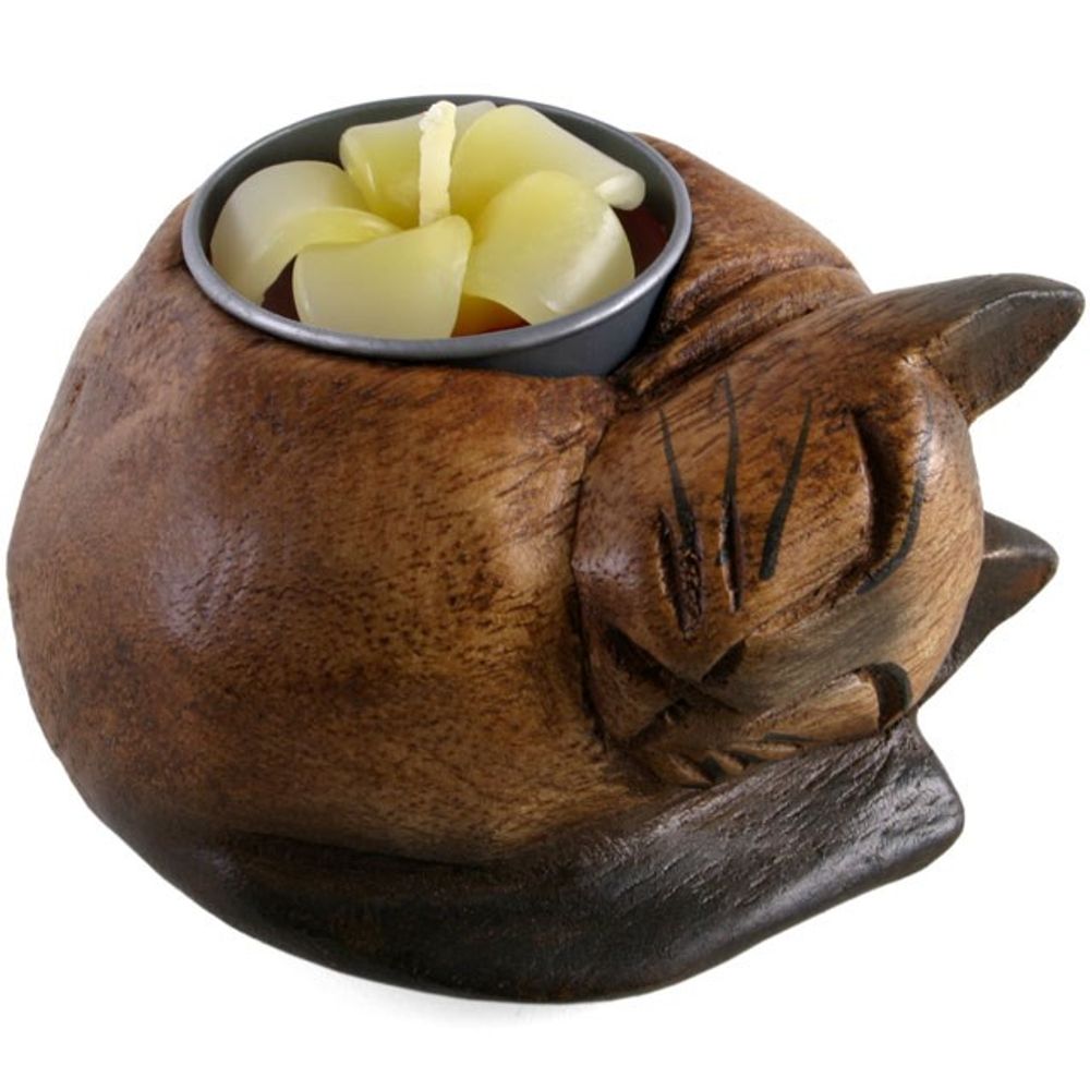 Curled Cat Tealight Holder - Cat Brew Club