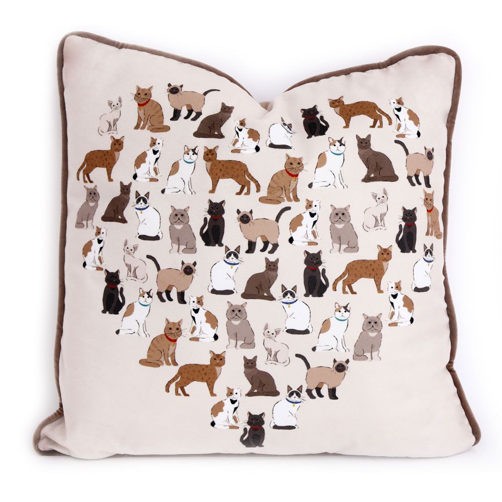 45cm Square Cat Cushion - Cat Brew Club