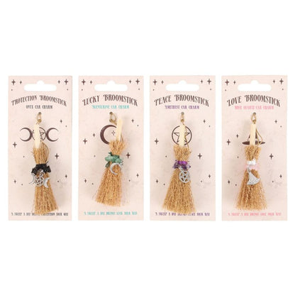 Pack of 12 Lucky Crystal Broomstick Car Charms - Cat Brew Club